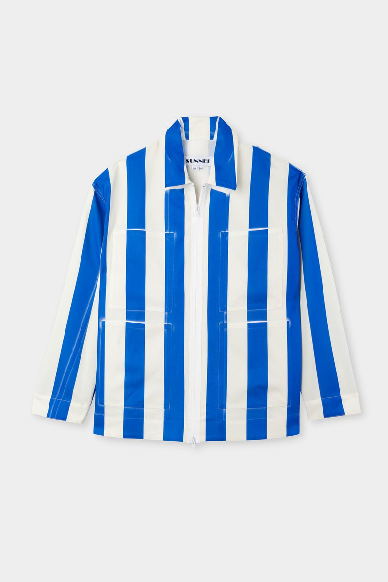 CARGO SHIRT / blue & beige stripes 3