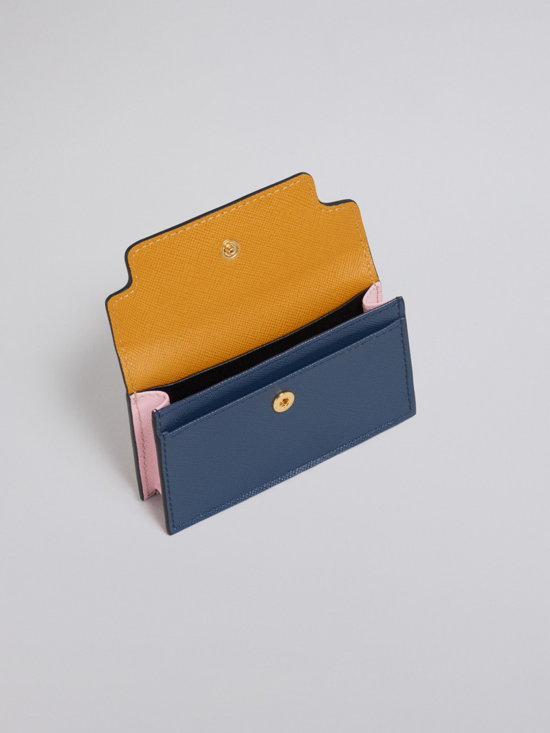 Marni ORANGE PINK AND BLUE SAFFIANO LEATHER BUSINESS CARD CASE outlook