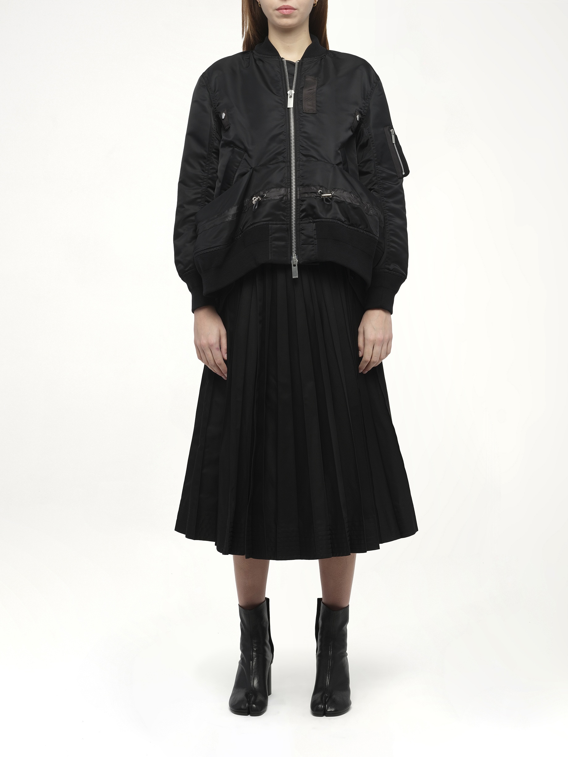 Nylon Twill Blouson with Drawstring in Black - 7