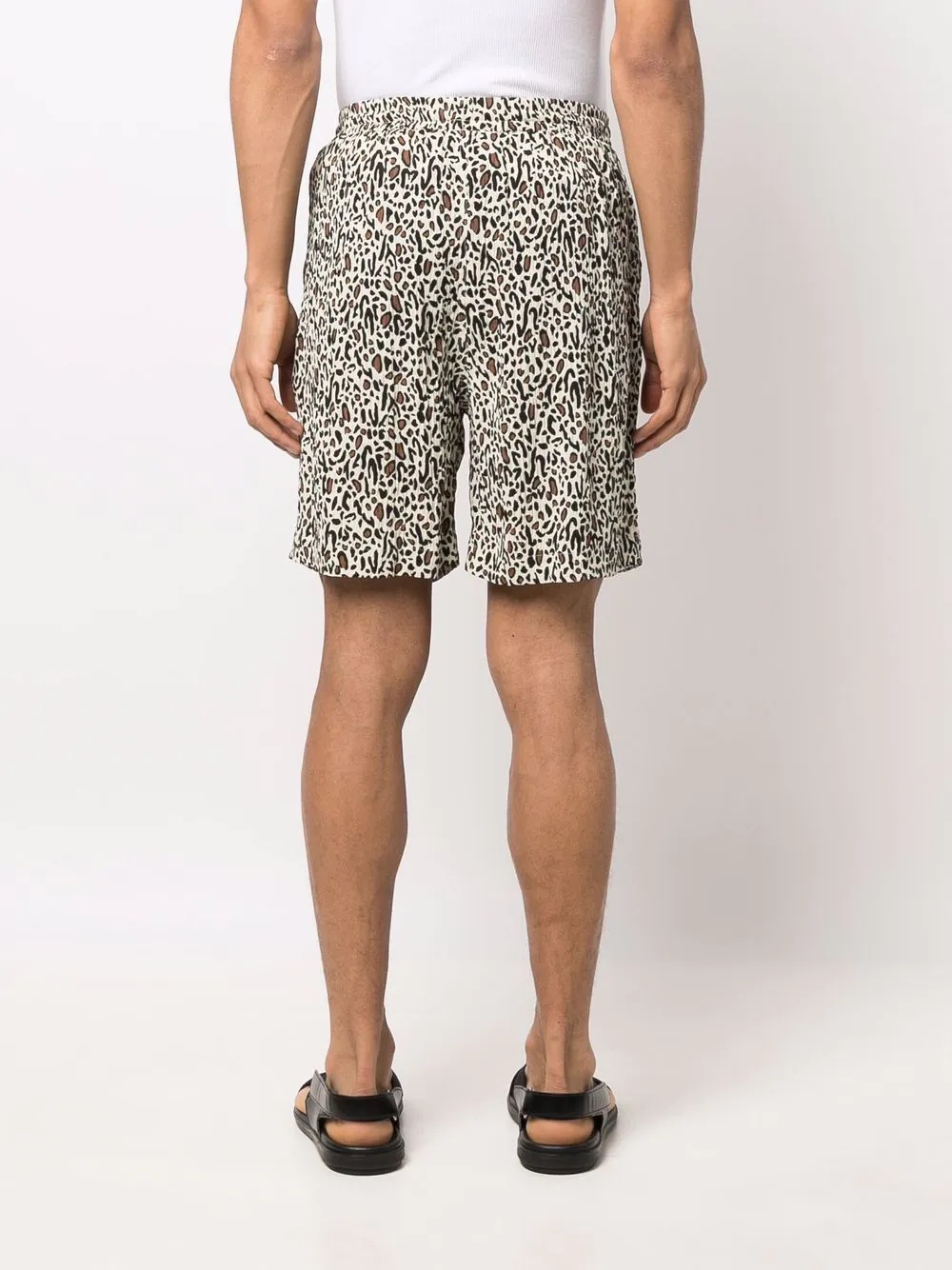 leopard-print track shorts - 4