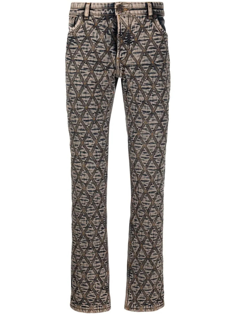 diamond embroidered slim fit jeans 1