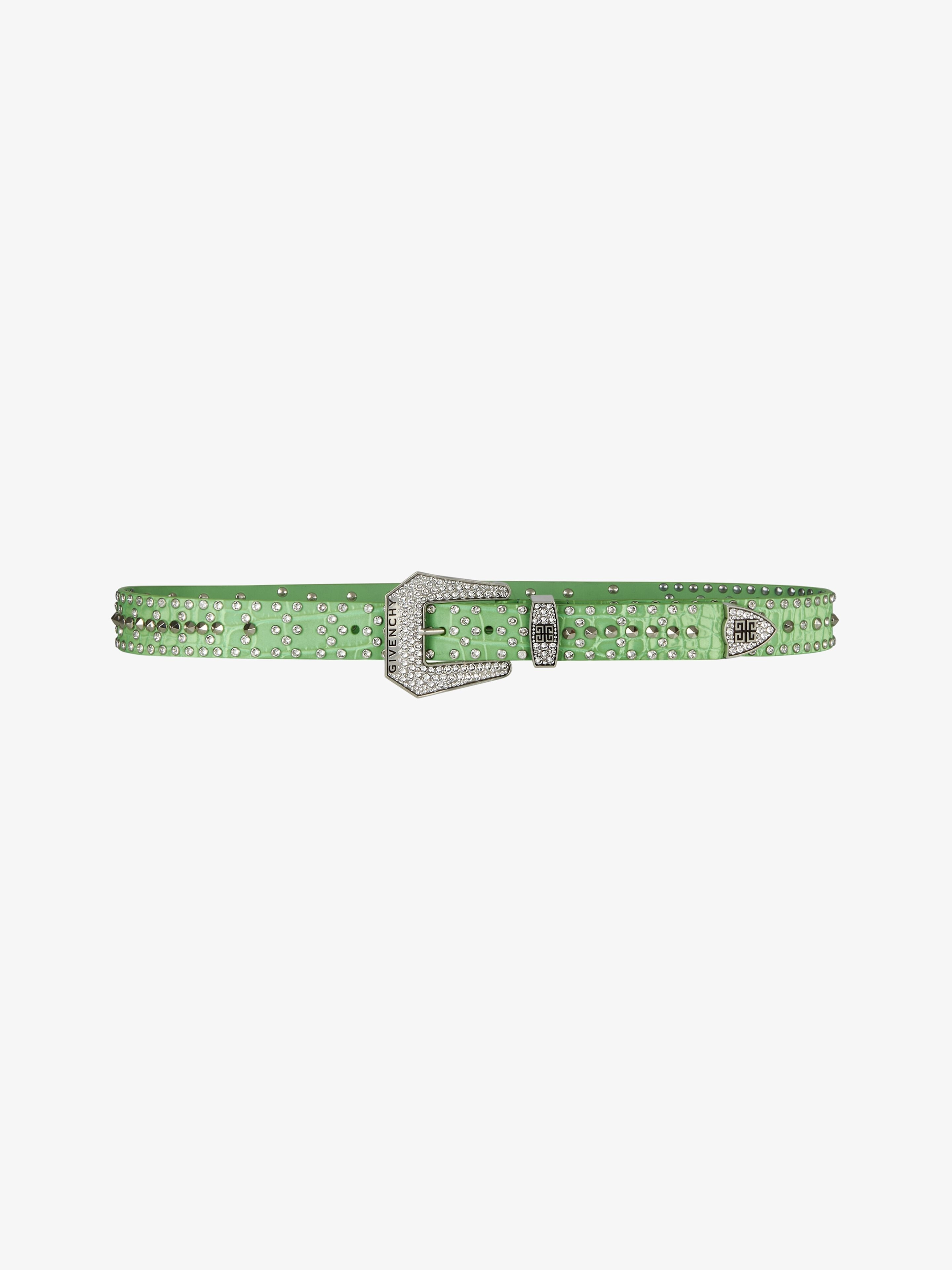 BELT IN LEATHER WITH STUDS AND CRYSTALS - 1