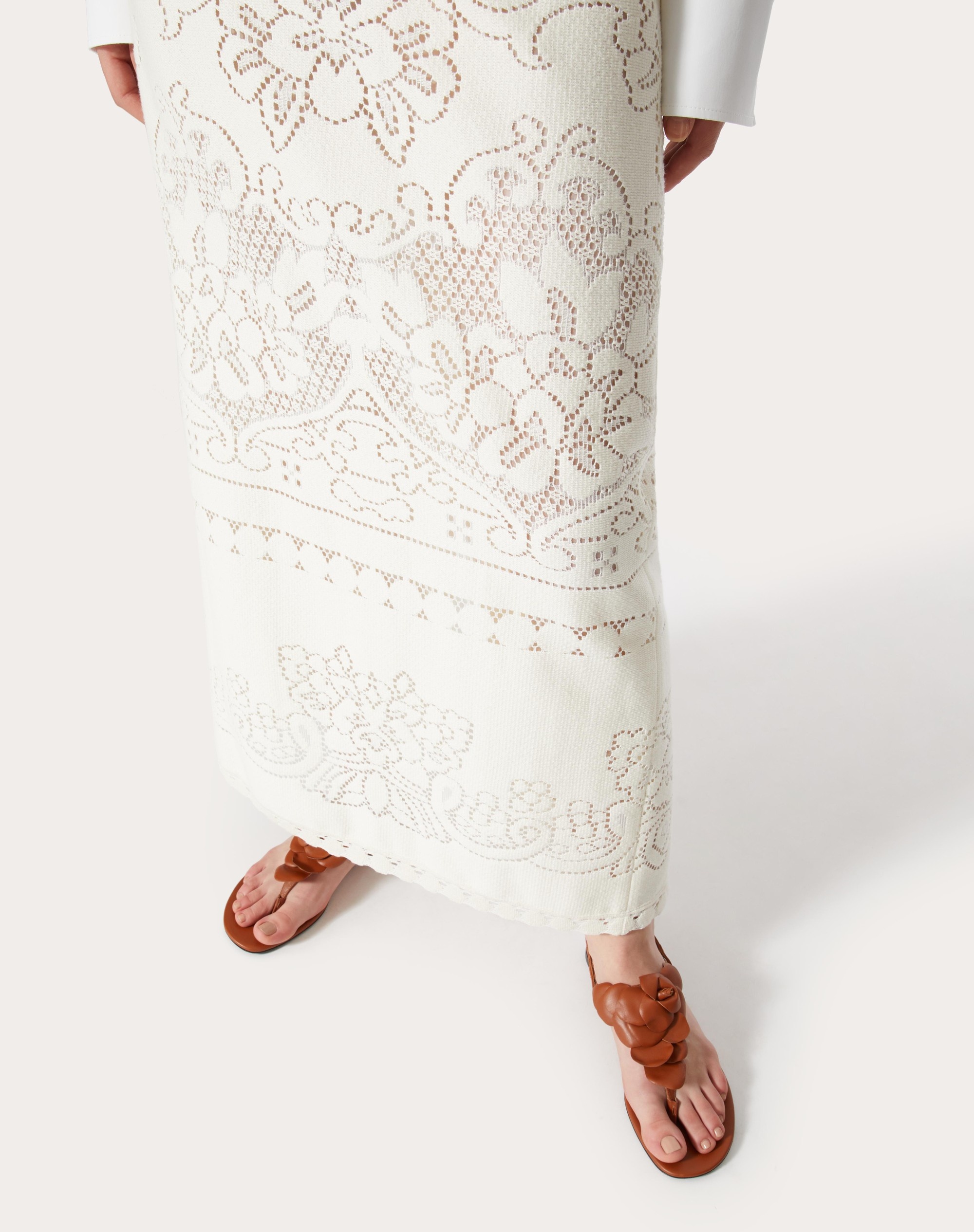 COTTON LACE MIDI SKIRT - 5