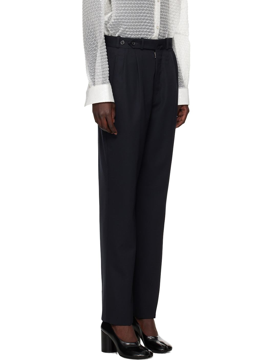 Navy Virgin Wool Trousers - 2