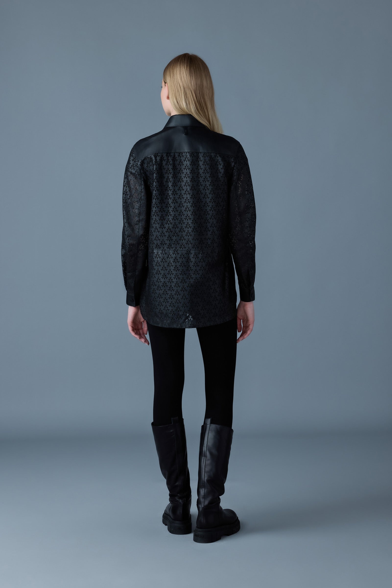 ABELLA Perforated leather overshirt jacket - 4