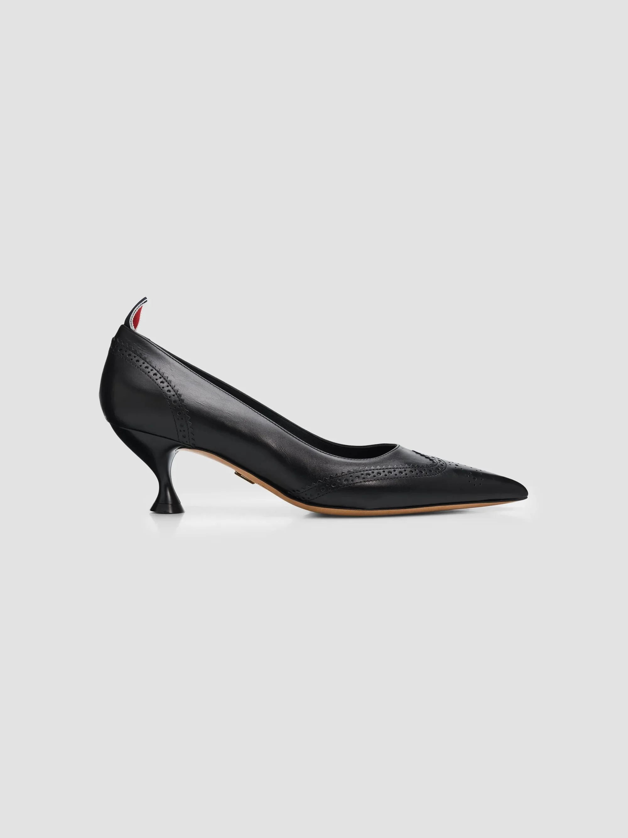 Women's Wingtip 50MM Leather Pumps - Black - 1
