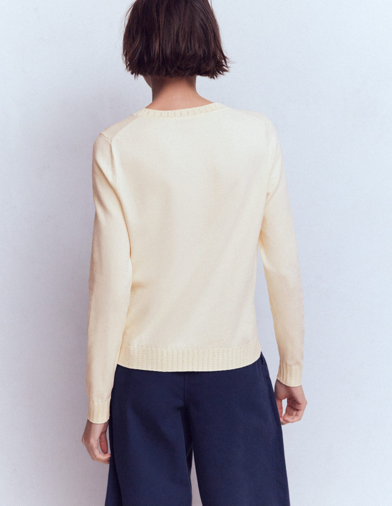 Emilia Cotton Crew Sweater-Warm Ivory 4