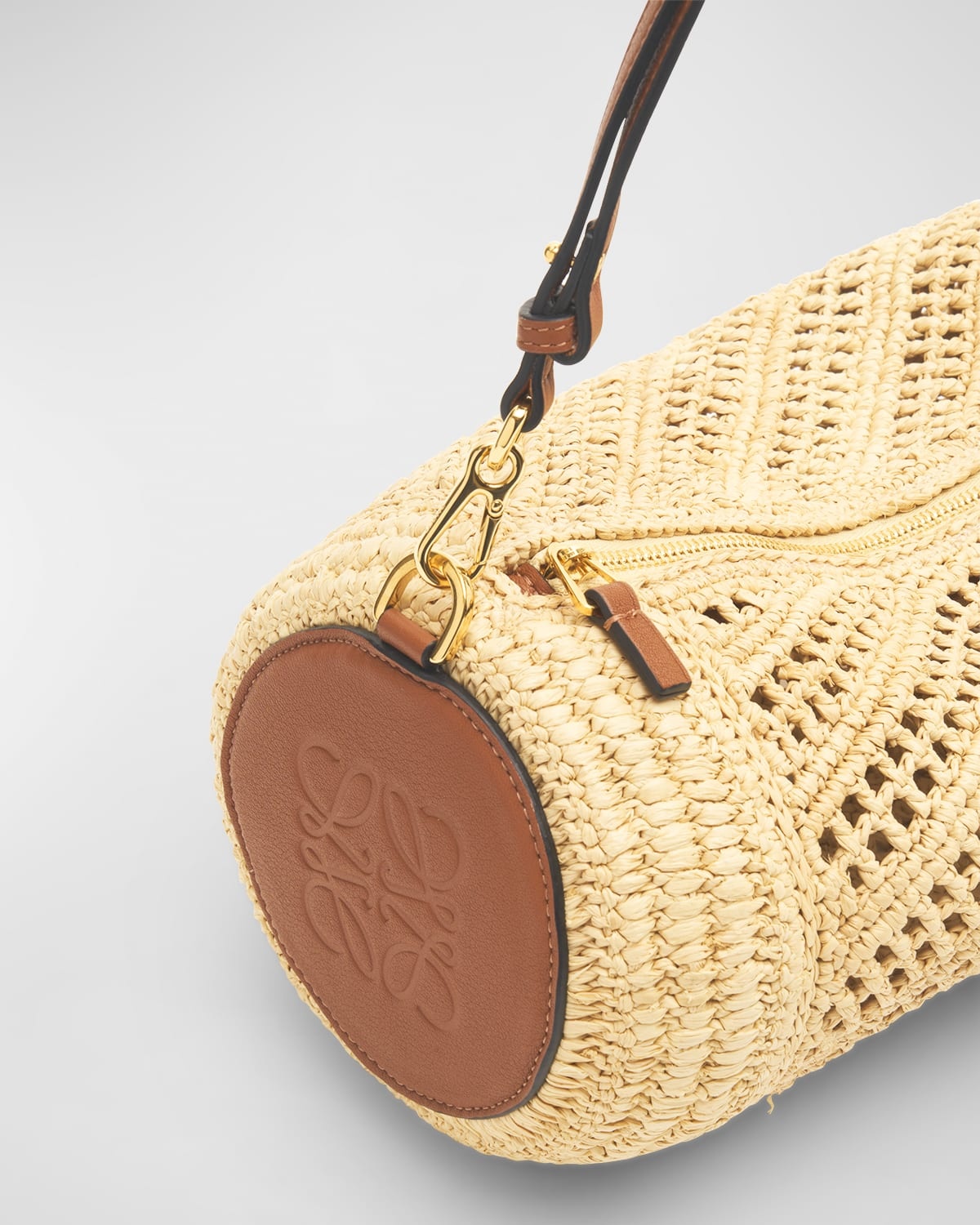 LOEWE × Paula's Ibiza☆ストラップ ラフィアポーチ ナチュラル Paula's Ibiza raffia pouch with strap in beige - Loewe
