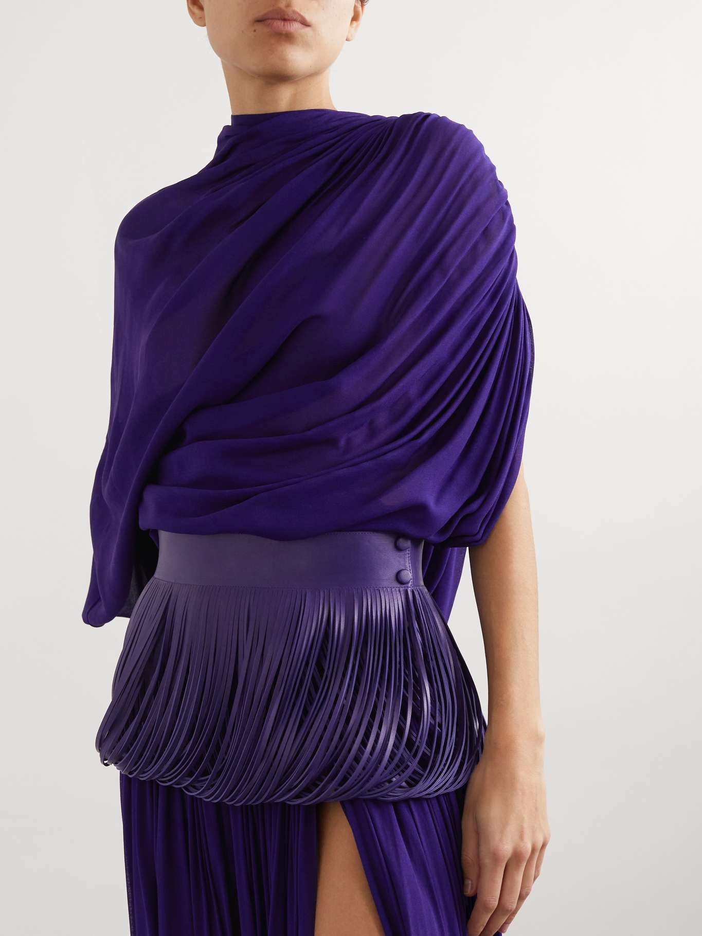 Asymmetric gathered draped georgette top - 3