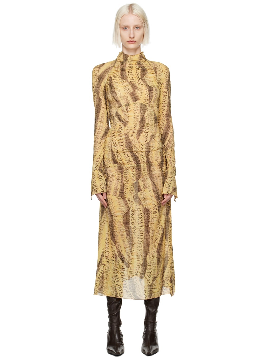 Yellow Serpent Midi Dress - 1