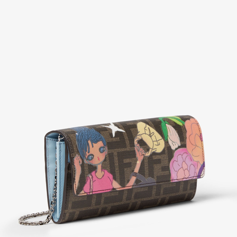 FENDI Fantastic Fendi Future Fendi Roma Continental With Chain Brown FF fabric wallet with print outlook