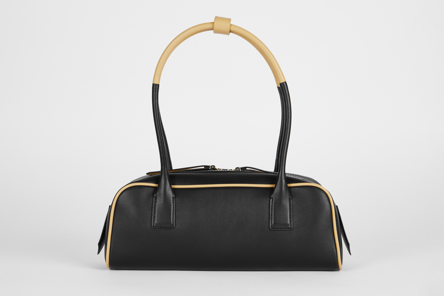 Women's Black Leather Top Handle Shoulder Bag - 6