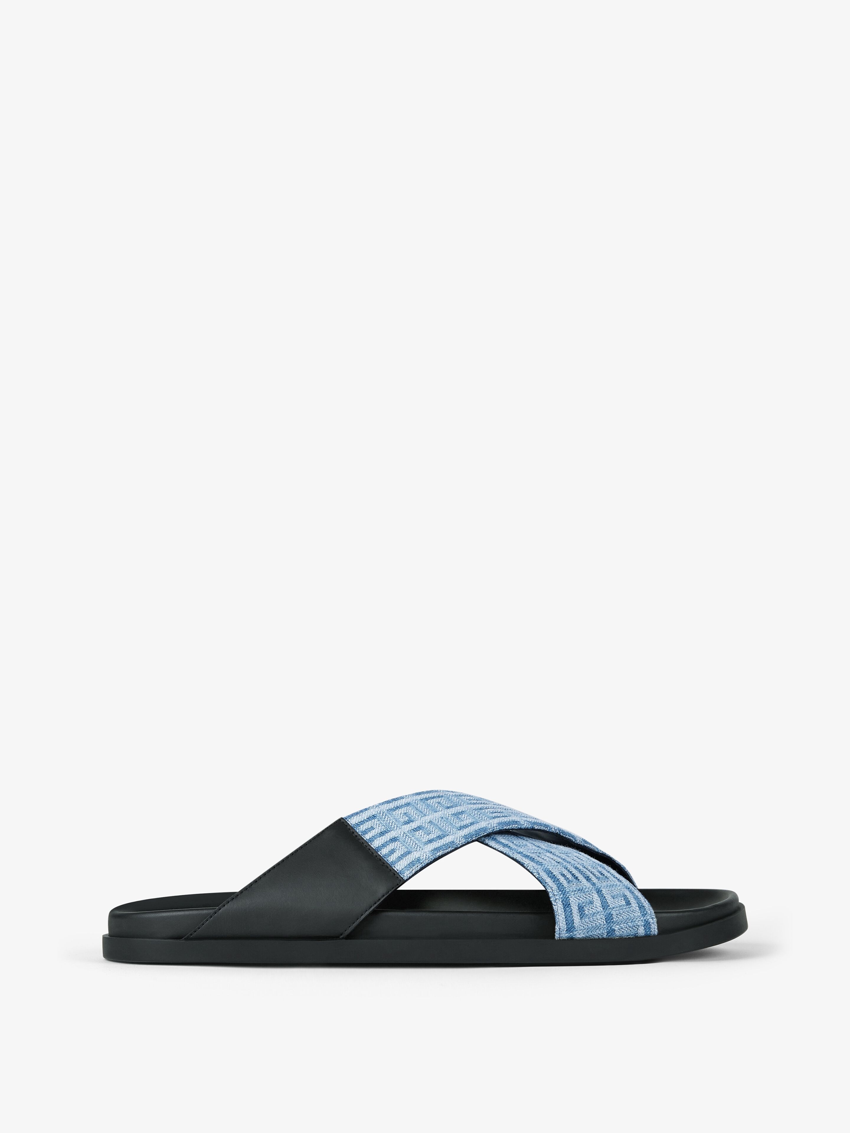 G PLAGE FLAT SANDALS WITH CROSSED STRAPS IN 4G DENIM - 1