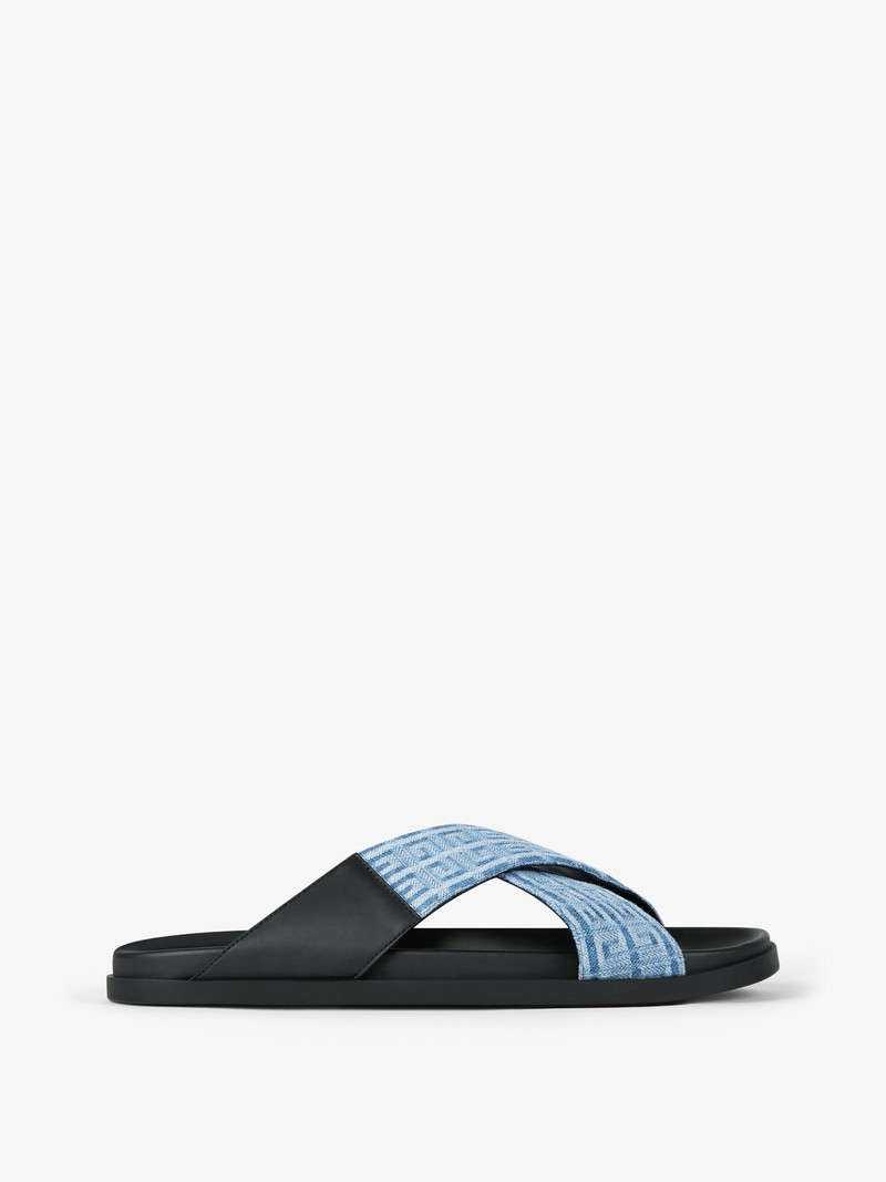 G PLAGE FLAT SANDALS WITH CROSSED STRAPS IN 4G DENIM 1