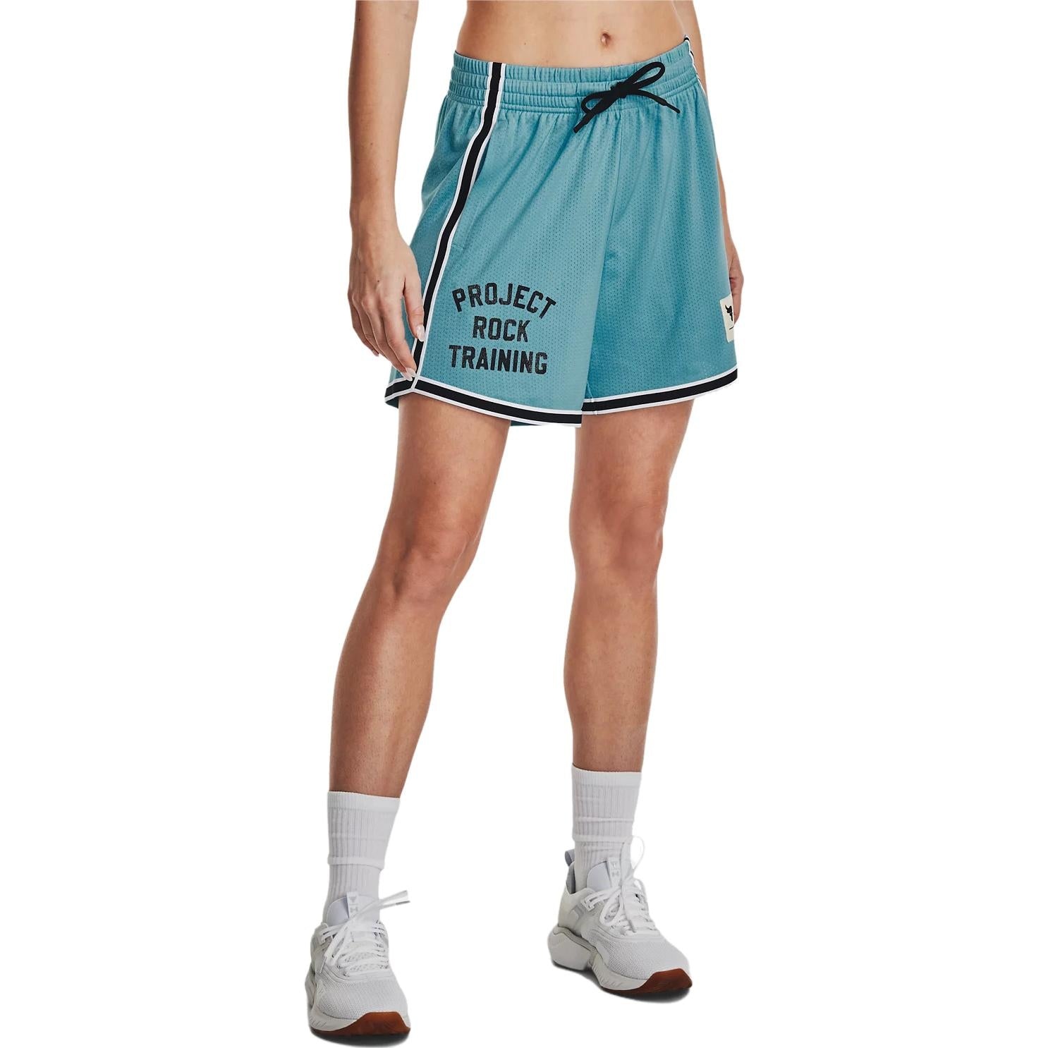 (WMNS) Under Armour Project Rock Penny Mesh Shorts 'Glacier Blue' 1377460-433 - 4