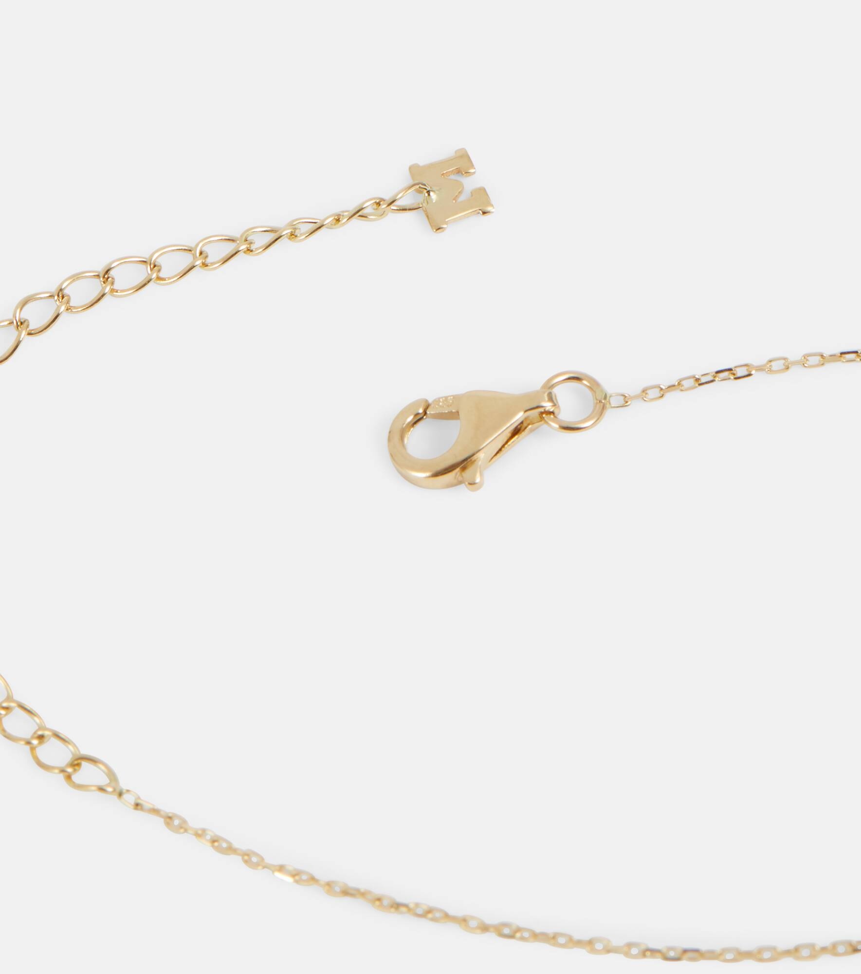14kt gold necklace with Baroque pearl and diamonds - 4