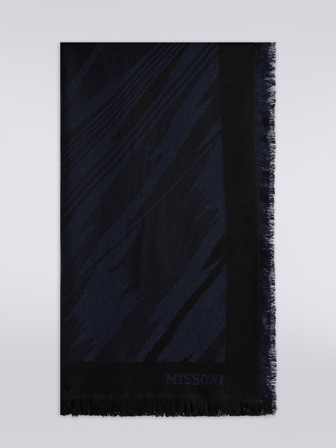 Slub wool shawl with frayed edges - 1