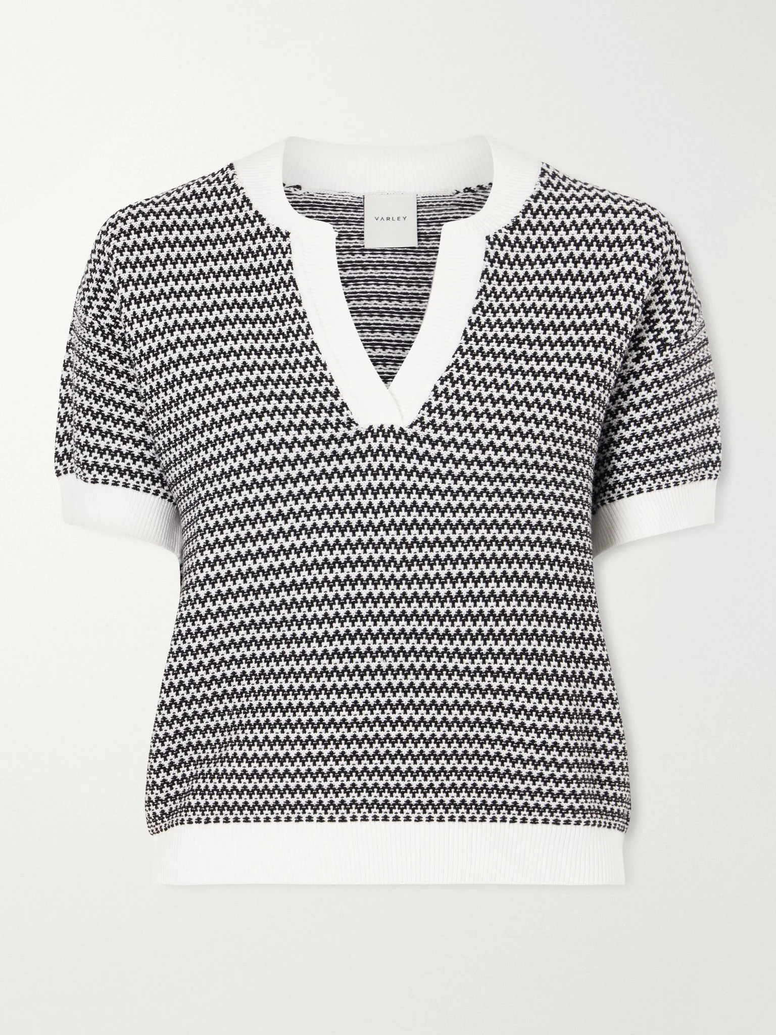 Dora striped knitted cotton top Black - 1