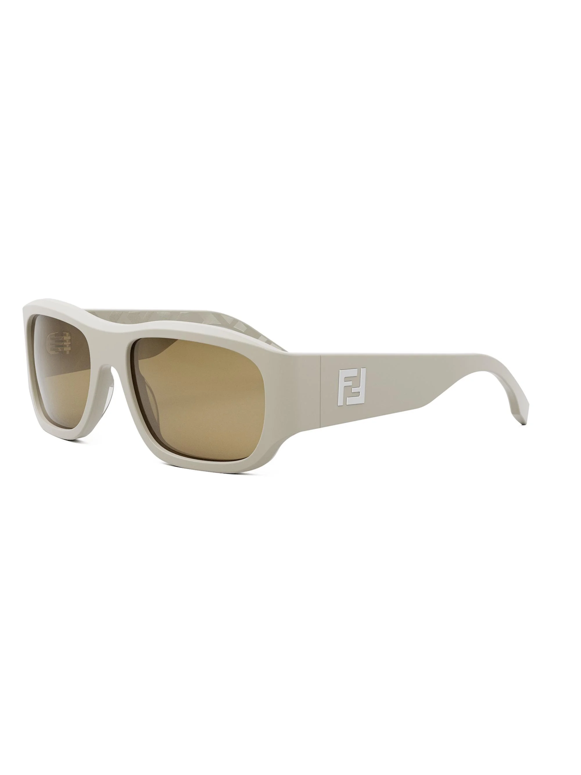 Men FF Squared 56MM Rectangular Sunglasses - Matte Beige Light Brown - 1