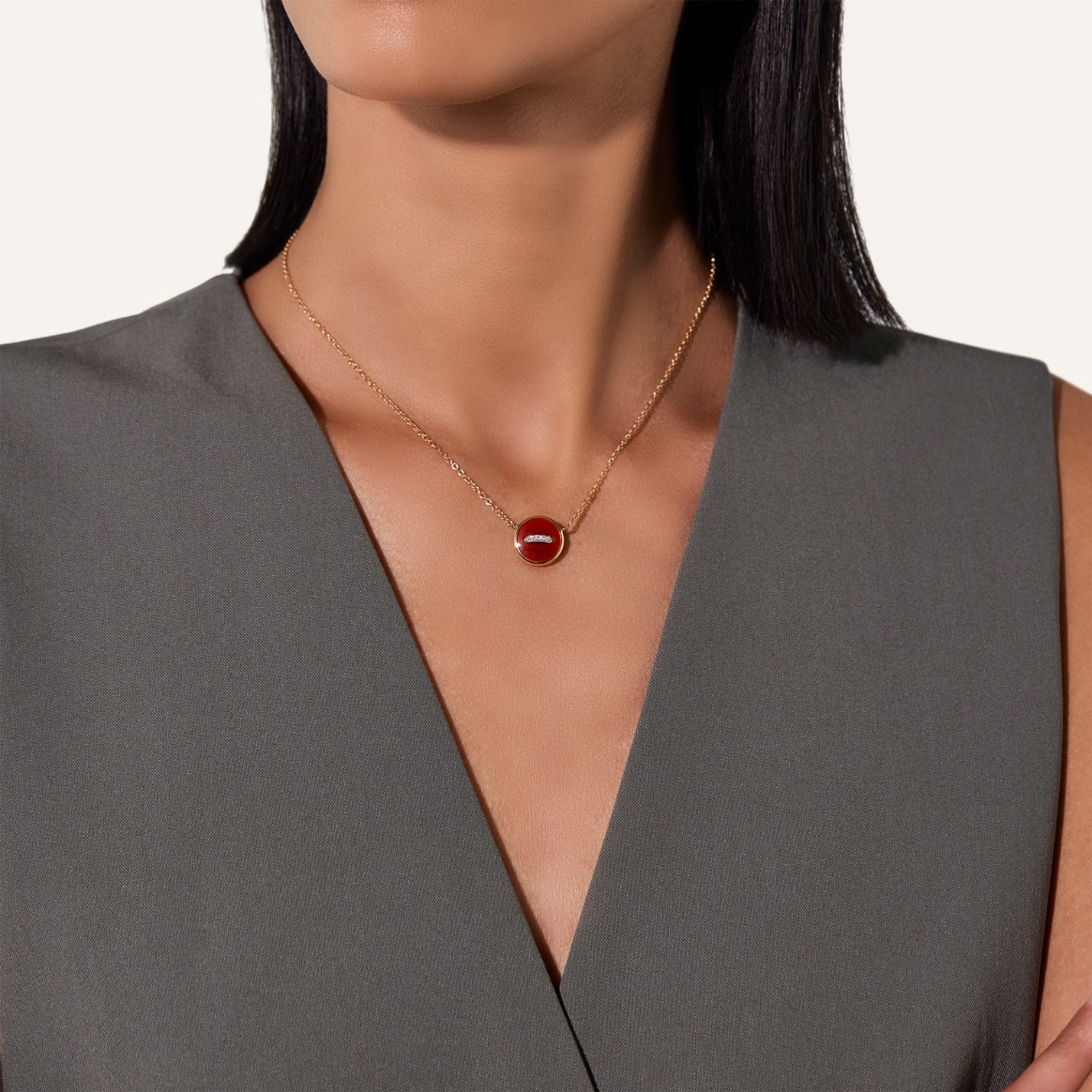 Pom Pom Dot Necklace with pendant - 2
