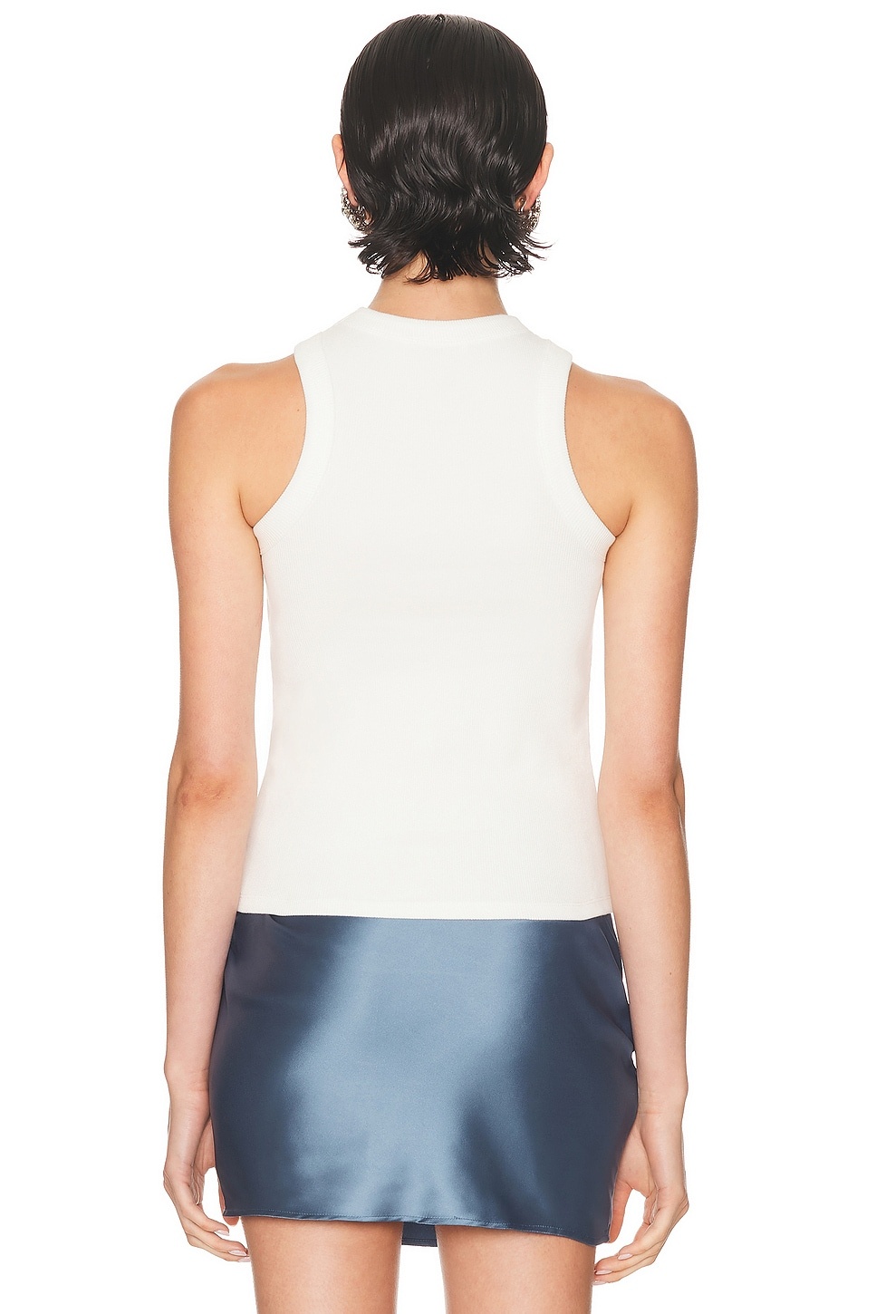 Distressed Crystal Ribbed Knit Tank Top - 4