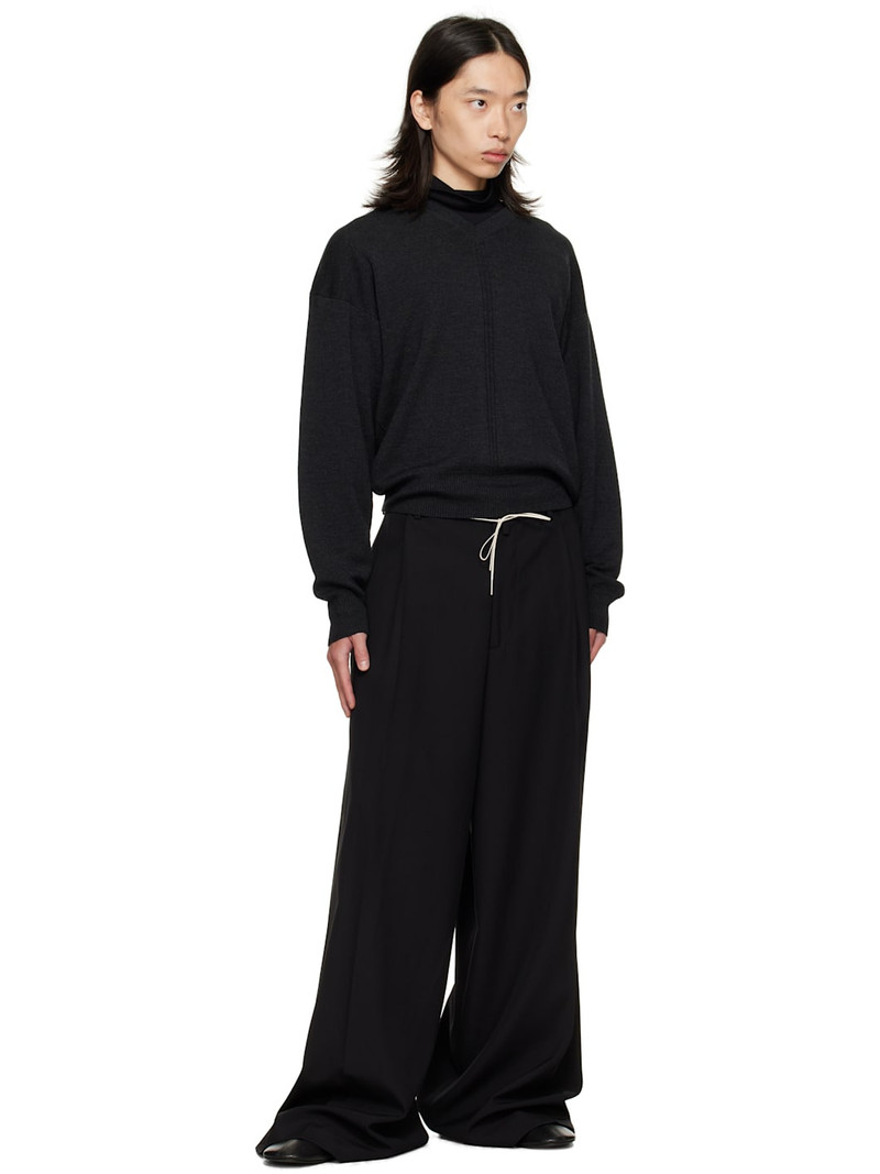 Dries Van Noten Black Wide Pleated Trousers outlook