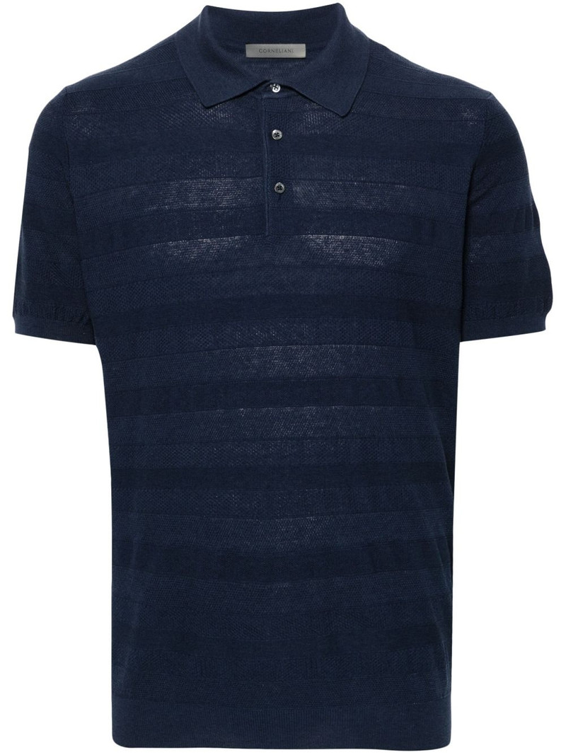 ribbed-knit polo top 1