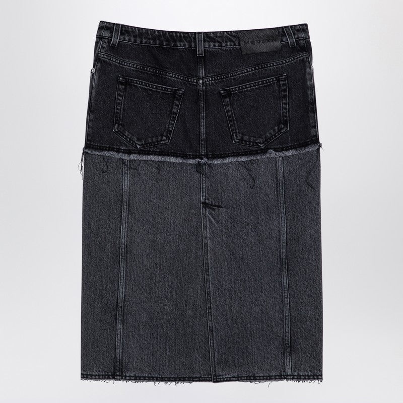 Alexander Mcqueen Two-Tone Black Denim Skirt Women - 2