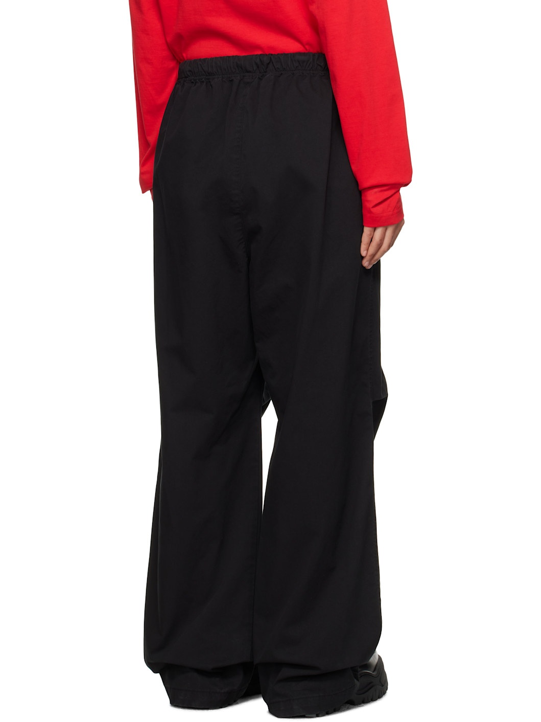 Black Tucked Wide Trousers - 3
