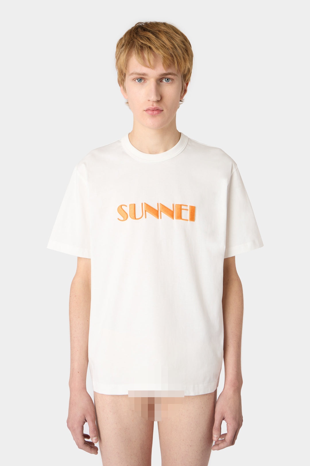 EMBROIDERED BIG LOGO T-SHIRT / off-white & peach - 2