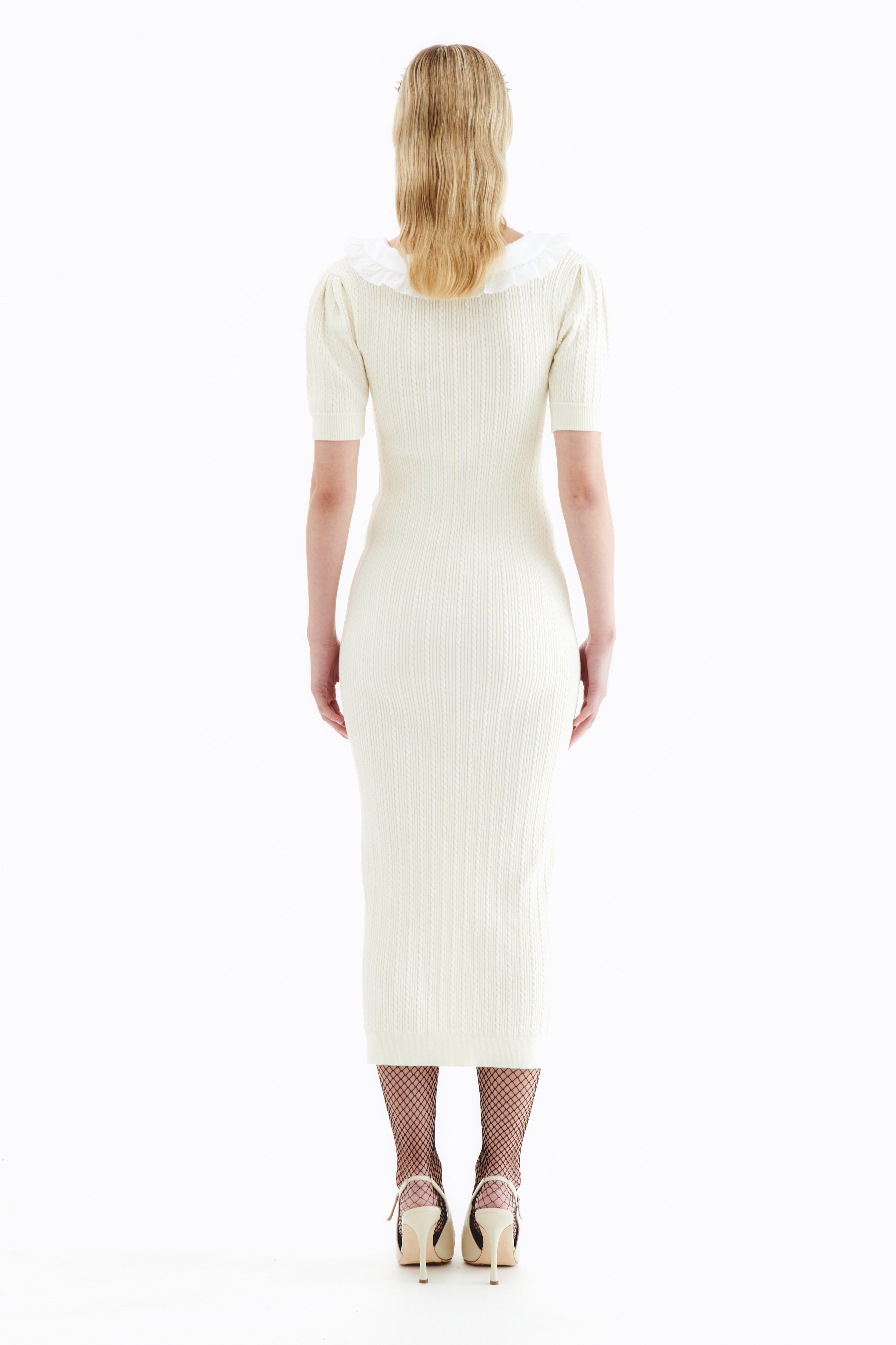 COTTON BLEND KNIT DRESS WITH COLLAR - 4