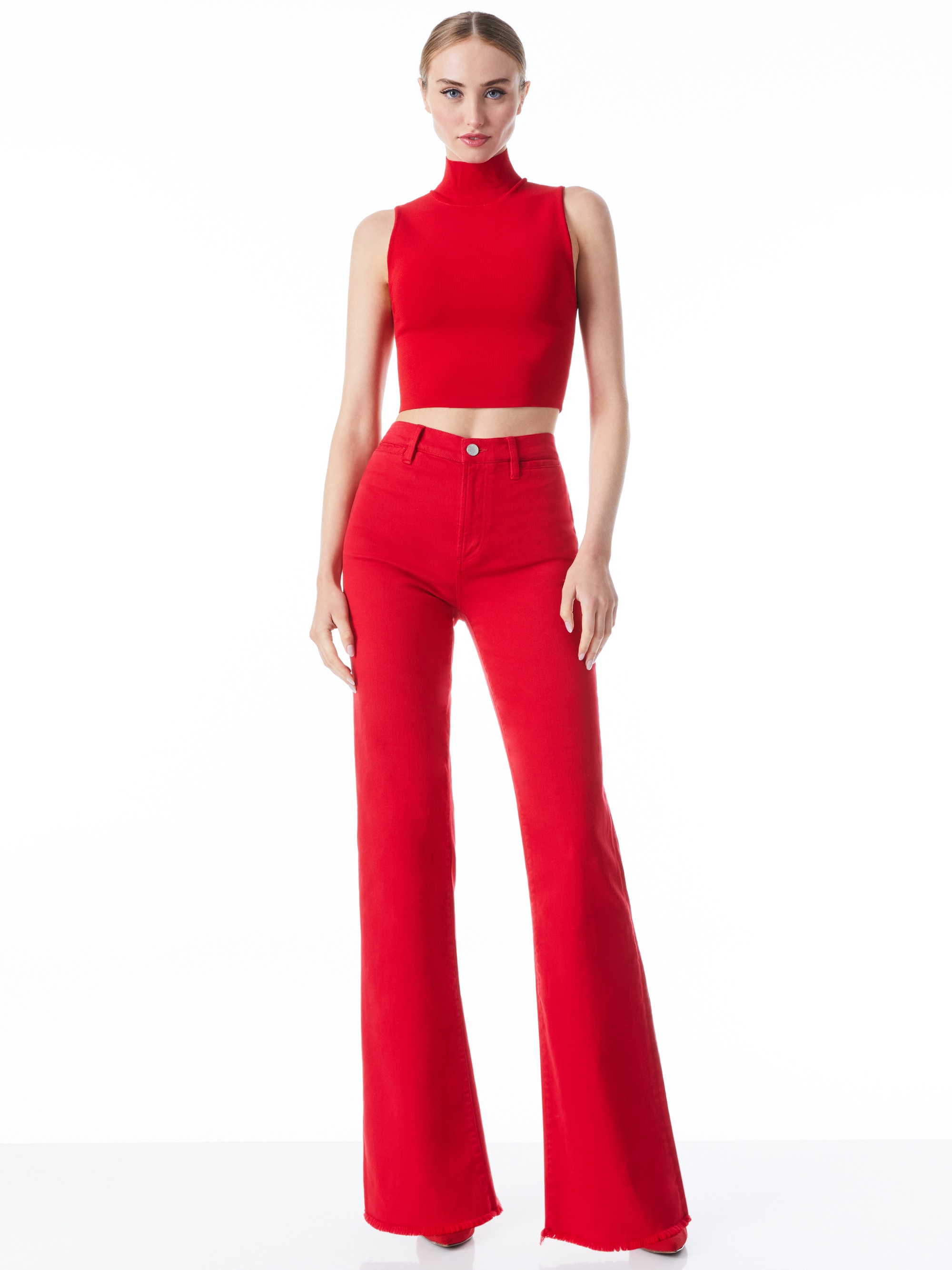 DARINA MOCK NECK FITTED CROPPED TANK - 4