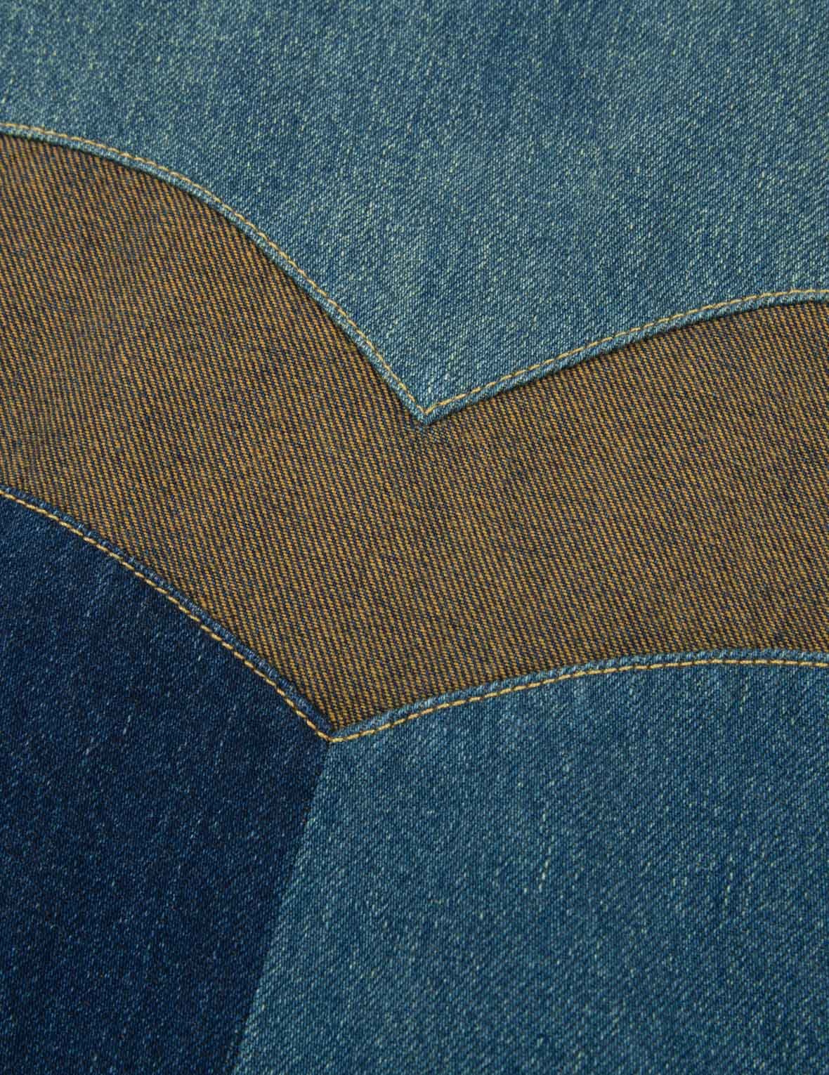 Deconstruction Fabric Blocking Denim Jacket - 8