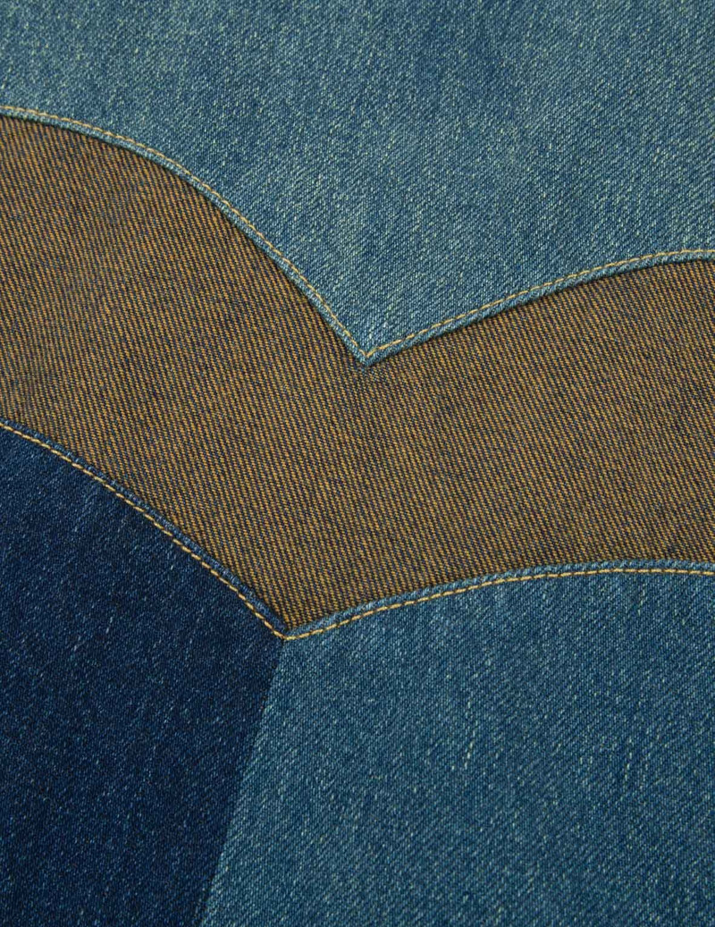 Deconstruction Fabric Blocking Denim Jacket 8