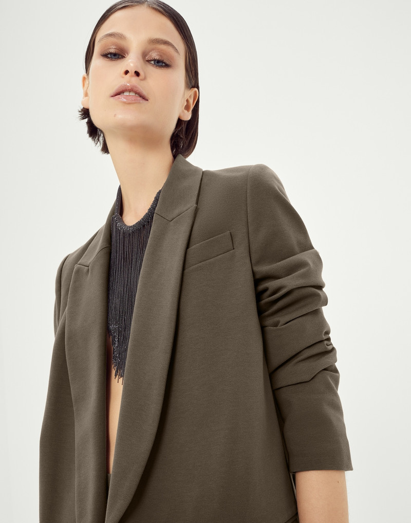 Stretch cotton couture interlock blazer with monili 4