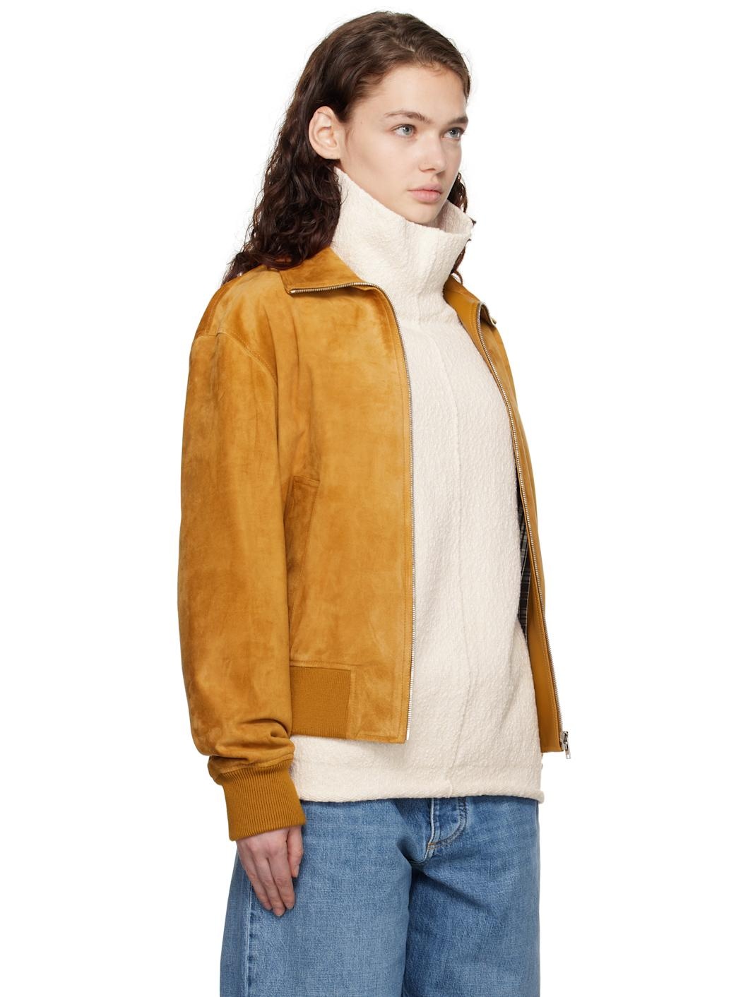 Tan Calfskin Suede Jacket - 2