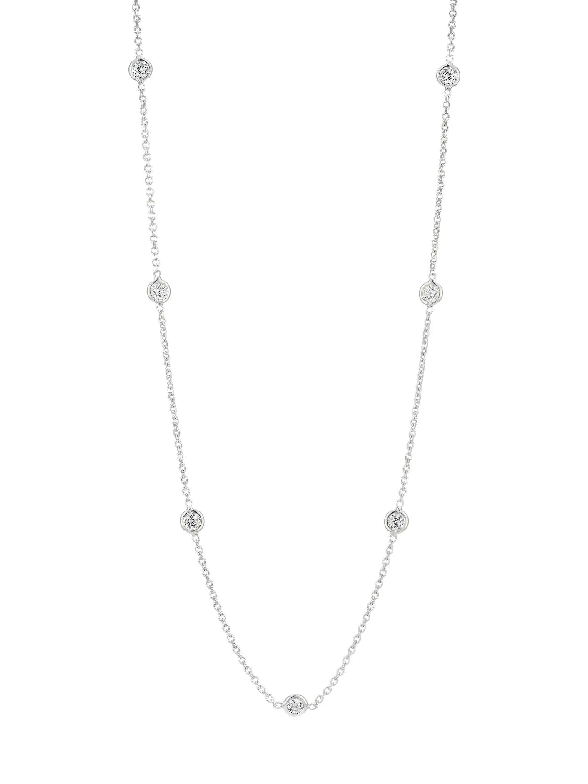 Women's 18K White Gold & 0.7 TCW Diamond Station Necklace - White Gold - 1