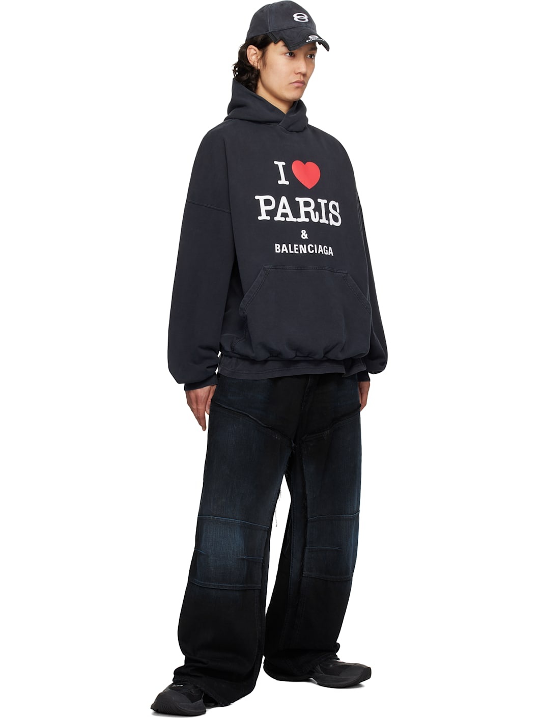 BALENCIAGA I Love Paris & Balenciaga Hoodie Large Fit in