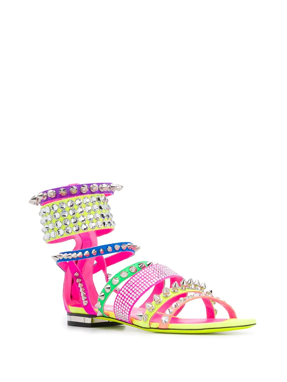 studded colour-block sandals - 2