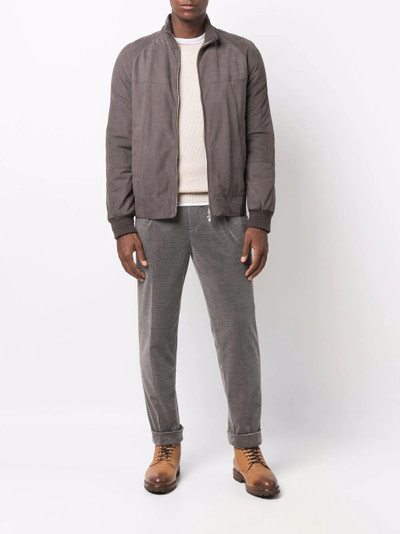 Brunello Cucinelli suede feather-down bomber jacket outlook