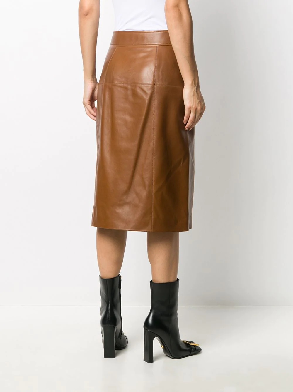 A-line leather midi-skirt - 4