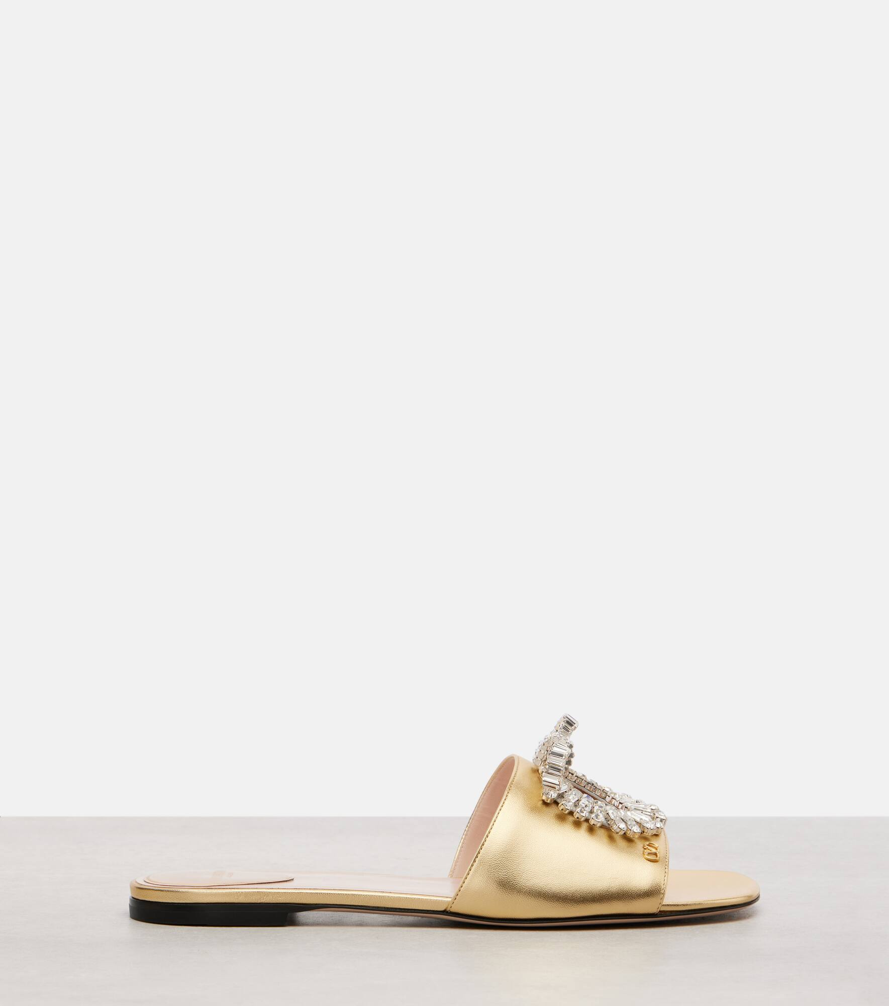 Adamantine embellished leather slides - 4