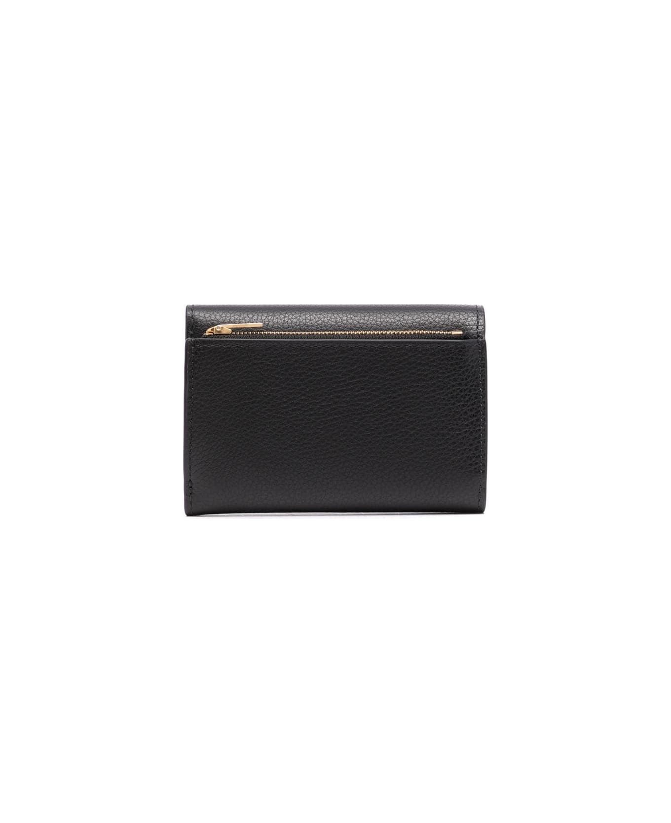 Wallet With Logo And Button Fastening In Grained Leather - 2