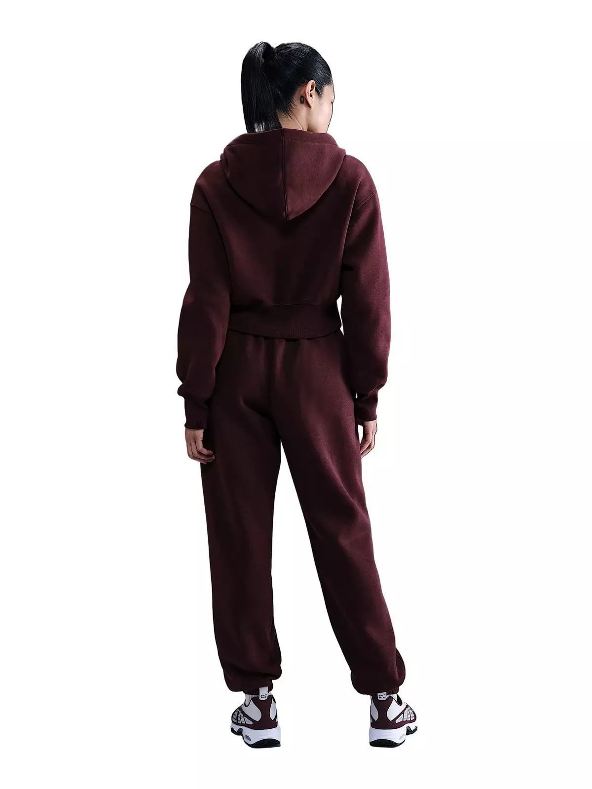 Women's Sportswear Phoenix Fleece Loose Full-Zip Cropped Jacket -Burgundy - 5