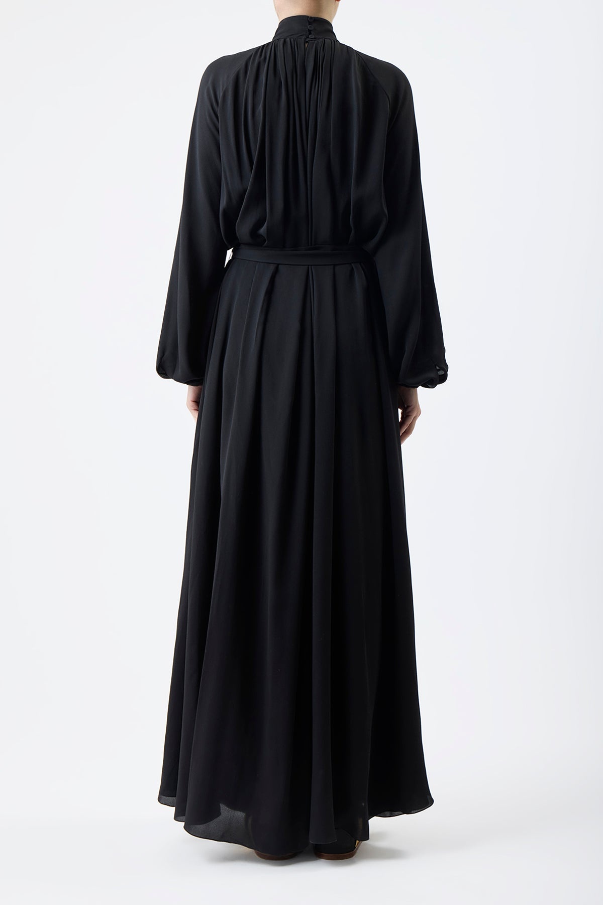 Cedric Dress in Black Silk Georgette - 4