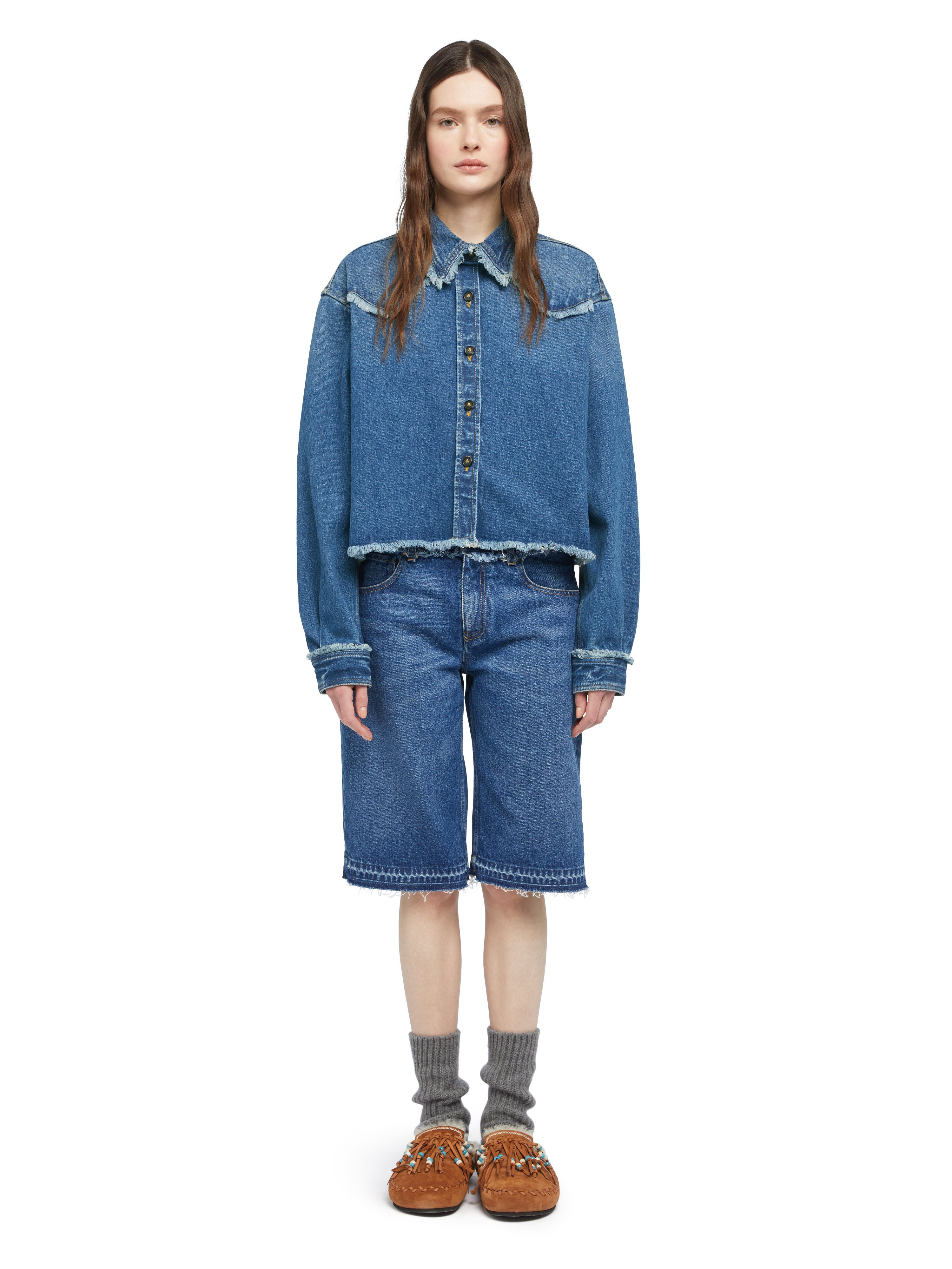 Pacific Roads Cropped Denim Shirt - 4