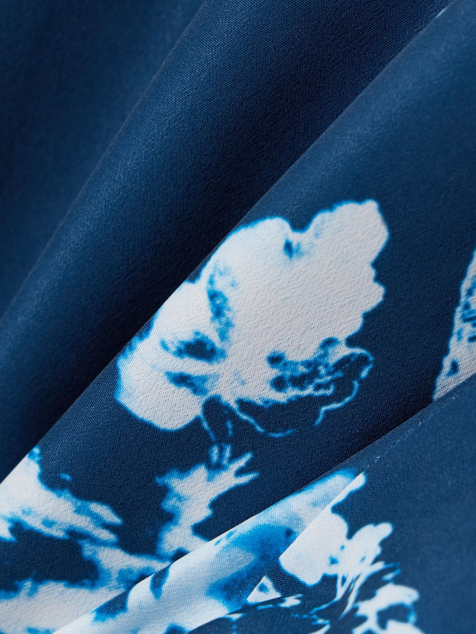 Printed crepe de chine midi dress Navy - 4