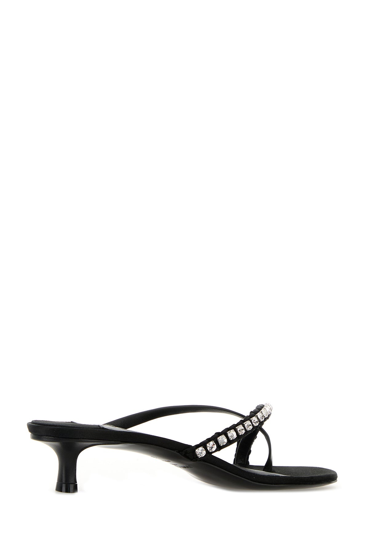 Black nappa leather and satin Dila 35 mules - 3