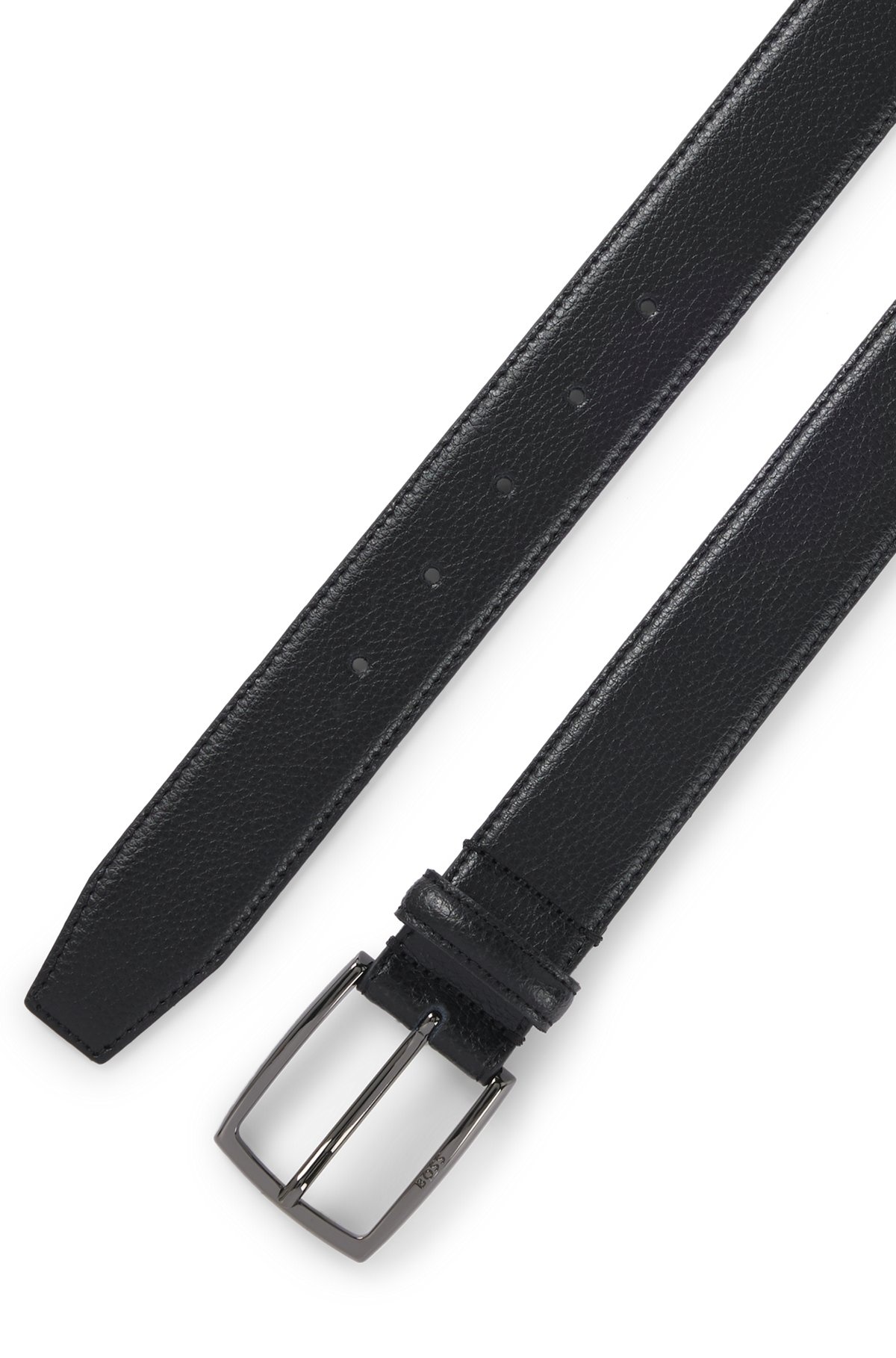 ITALIAN-MADE GRAINED-LEATHER BELT WITH LOGO BUCKLE - 3