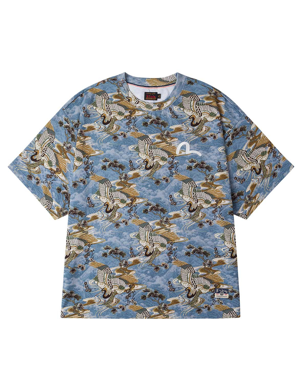 Allover Crane Print Relax Fit T-shirt - 11